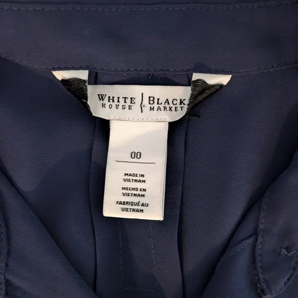 NWOT Women's Navy Blue Button-Up Blouse - Picture 3 of 5